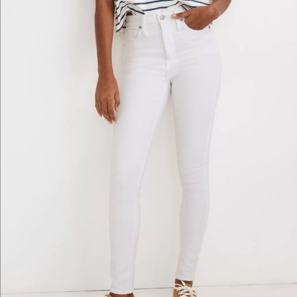 Madewell 10" High-Rise Skinny Jeans in Pure White